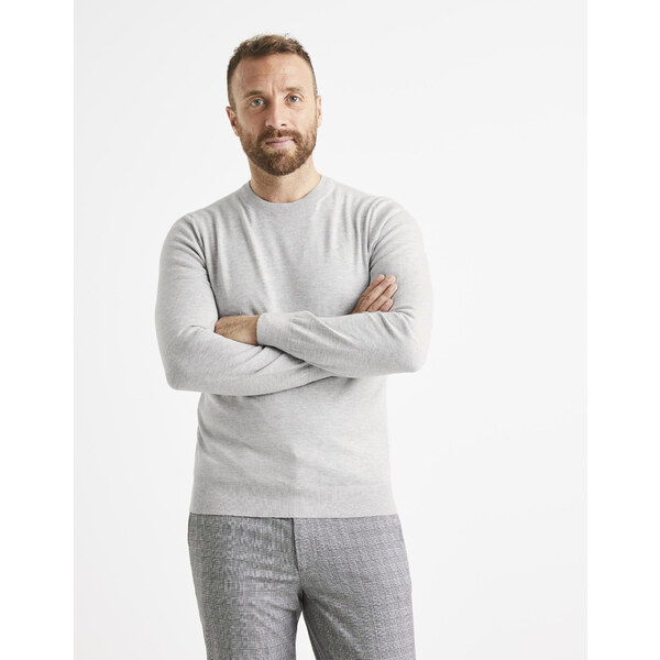 Svetlošedý pánsky basic sveter Celio 50499104