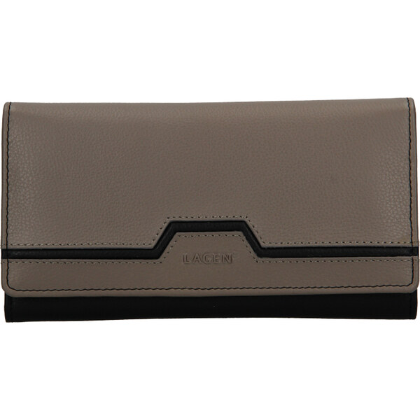 Lagen Dámska kožená peňaženka BLC/24787/720 čierna/siva 46835418