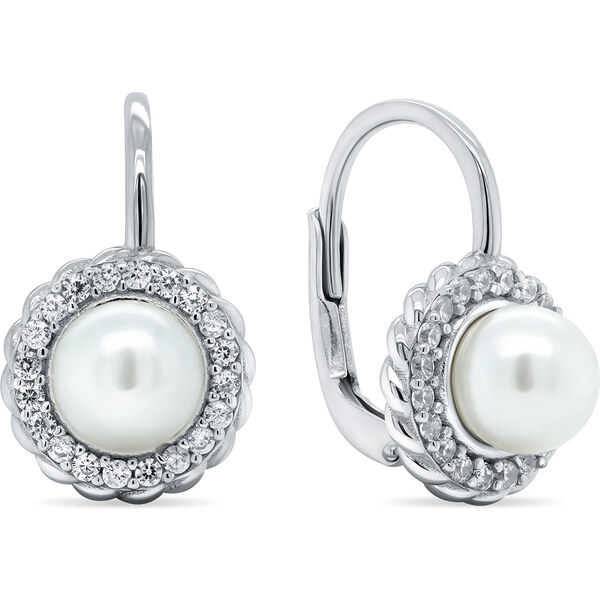 Brilio Silver Elegantné strieborné náušnice s perlami EA229W 66589830