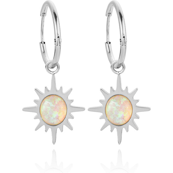 Troli Oceľové náušnice s bielymi syntetickými opály 2v1 66991464