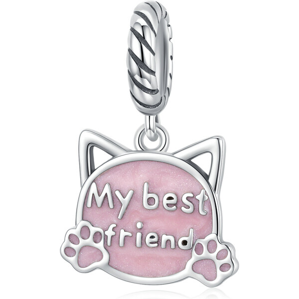 Emporial strieborný visiaci prívesok Najlepší mačací kamarát 55550773