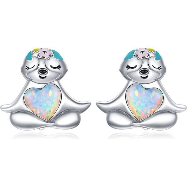 Emporial strieborné kôstkové náušnice Roztomilý opálový leňoch BSE483 55672287
