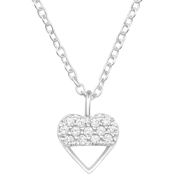Glory strieborný náhrdelník srdiečko so zirkónmi S1127 28389890