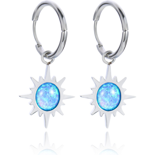 Troli Oceľové náušnice s modrými syntetickými opály 2v1 66587420