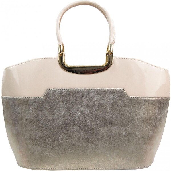 Elegantná béžová lakovaná kabelka do ruky S5 GROSSO 28415865