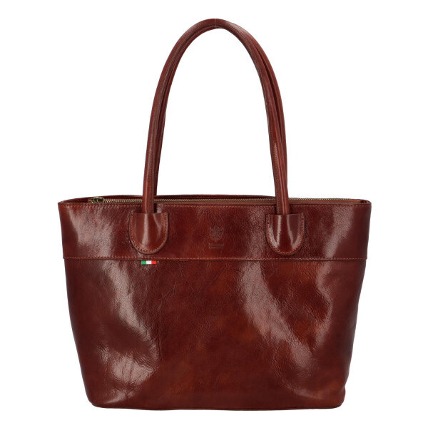 Dámska kožená kabelka cez rameno tmavo hnedá - Delami Vera Pelle 48364084