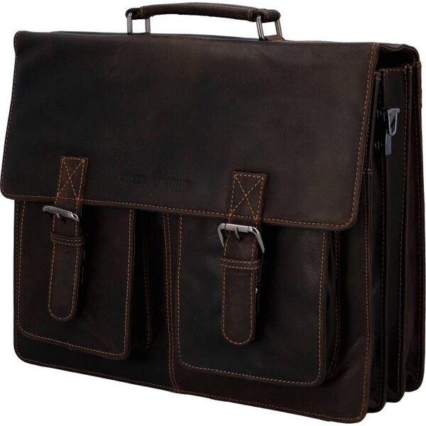 Green Wood Velká a praktická kožená aktovka Lucien hnedá 62193087