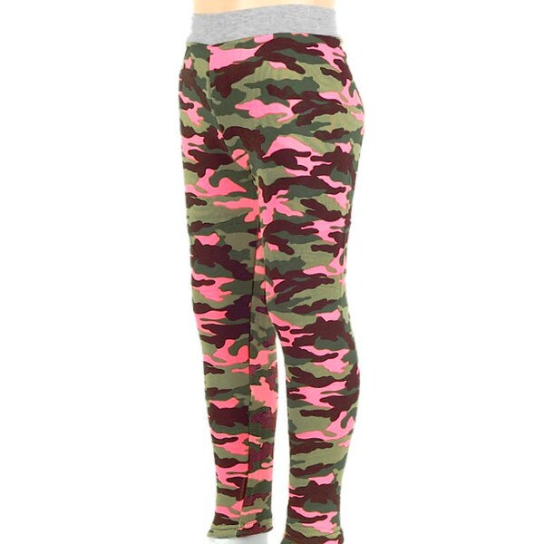 Detské legíny zateplené maskáčové ružové 28456712