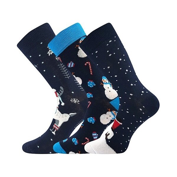 VIANOČNÍ veselé ponožky Boma - SNÍH Mix farieb 35-38 3 páry 28516972