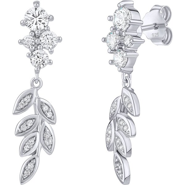 Silvego Strieborné náušnice lístky Stacy s čírymi Brilliance Zirconia 66586786