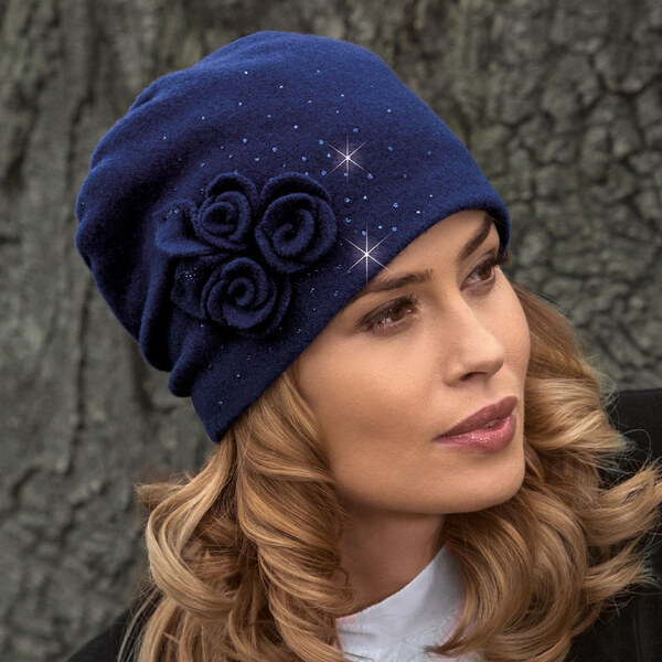 KRUMLOVANKA Dámska čiapka W-0079/161 tmavo modrá 63788220