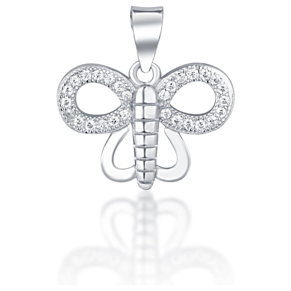 Ligot Strieborný prívesok motýľ so zirkónmi 46720368