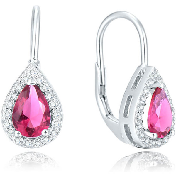 Beneto Strieborné náušnice s ružovými zirkónmi AGUC2227 66590118
