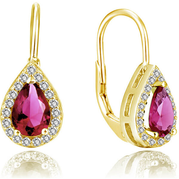 Beneto Pozlátené náušnice s ružovými zirkónmi AGUC2230-GOLD 66586810