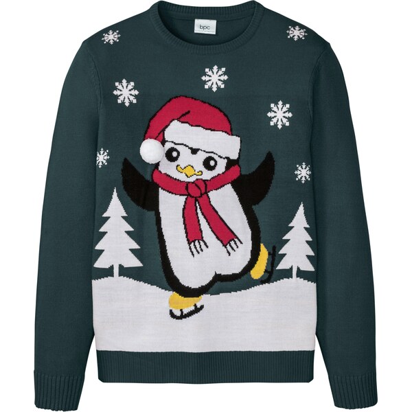 bonprix Pulóver s vianočným motívom, farba zelená 44736491