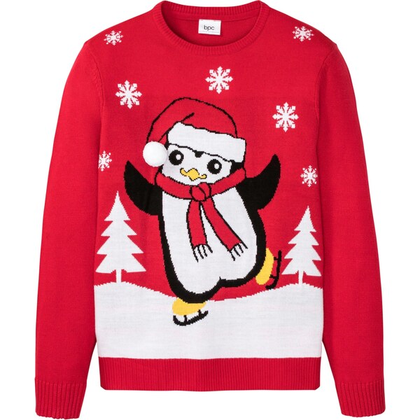 bonprix Pulóver s vianočným motívom, farba červená 44736490