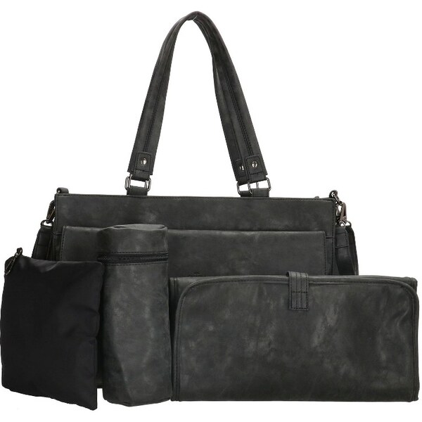 Charm London Čierny 4-set prebaľovacia kabelka ku kočíku „Family“ 28560534