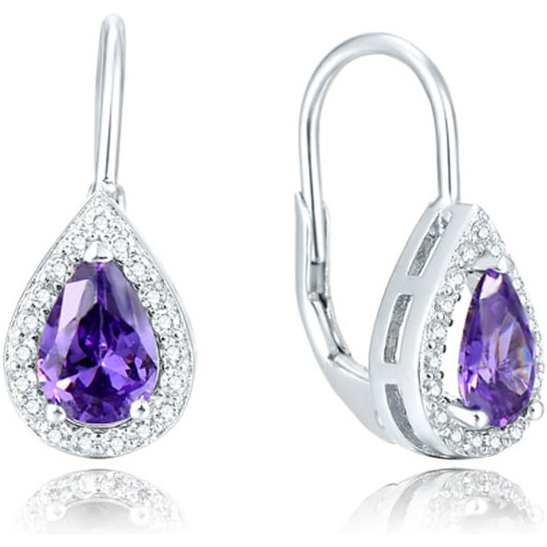 Beneto Strieborné náušnice s fialovými zirkónmi AGUC2232 66584615