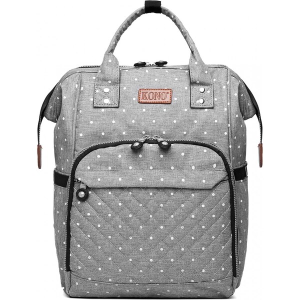 Kono batoh pre mamičky vhodný aj na kočík sivý bodkovaný 66924811