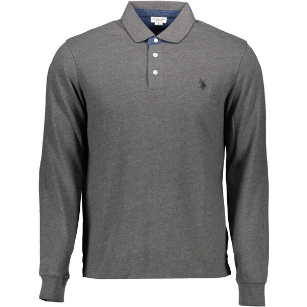 US Polo Assn Pánska polokošeľa s dlhým rukávom, sivá 64705554