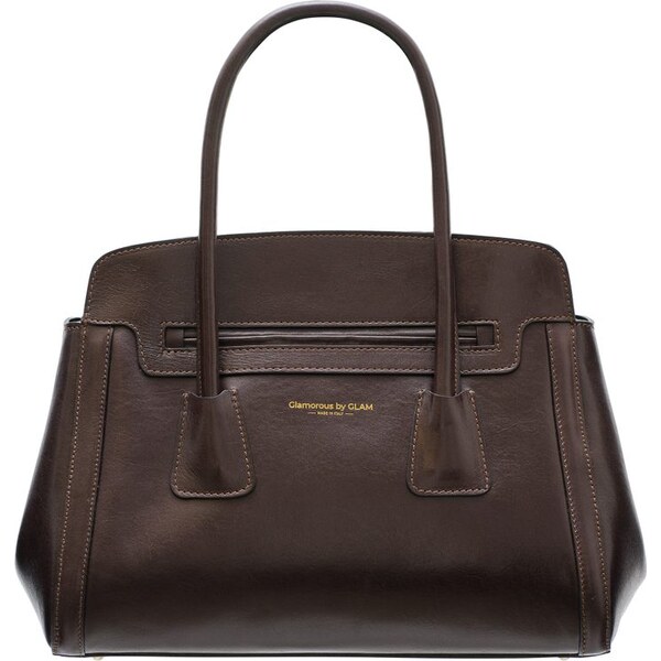 Glamorous by GLAM Kožená kabelka pevná s predným vreckom - tmavo hnedá 28197326