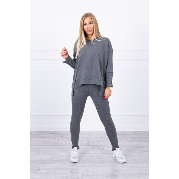 MladaModa Súprava oversize blúzky a legín model 9328 grafitová 28959329