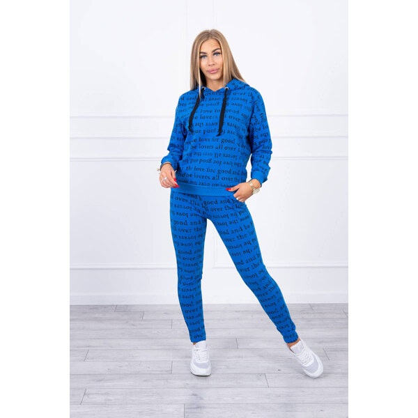 MladaModa Tepláková súprava s kapucňou a nápismi model 1D kráľovská 28959380