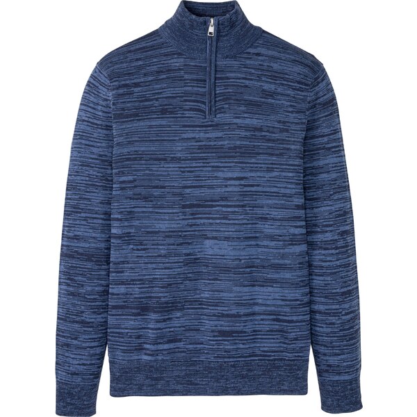 bonprix Melírovaný pulóver s bavlnou, farba modrá 46385787