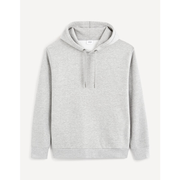 Šedá pánska basic mikina s kapucou Celio 50508147