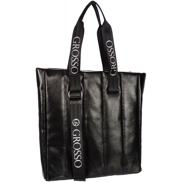 Čierna mäkká dámska kabelka so zvislým prešívaním S687 GROSSO 28675117