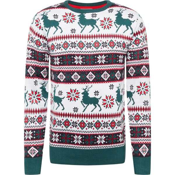 Lindbergh Sveter Christmas zelená / oranžovo červená / biela 66199461