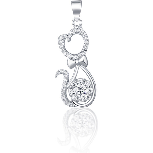 Ligot Strieborný prívesok so zirkónmi mačka 46720369