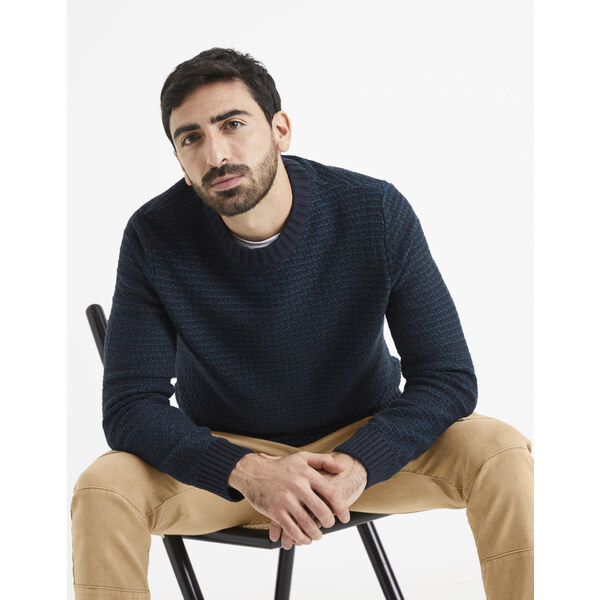Tmavomodrý pánsky vzorovaný sveter Celio Vecountry 50645990