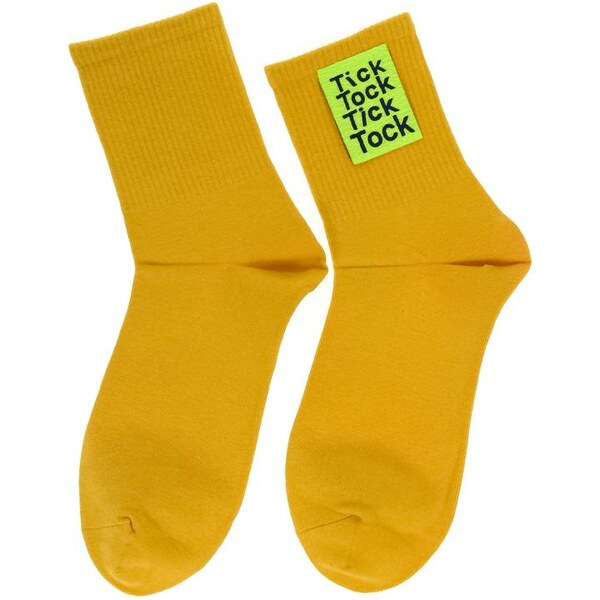 AURA.VIA Dámske žlté ponožky TICK/TOCK 28809436