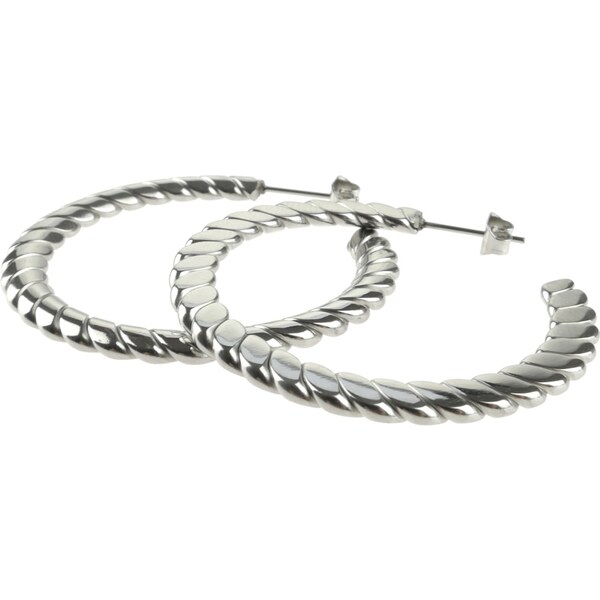 CITY STORM Dámske náušnice kruhy z ocele točený vzor 66853533