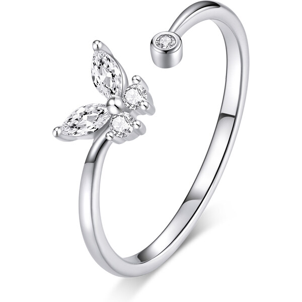 Emporial strieborný nastaviteľný prsteň Trblietavý motýľ 41531080