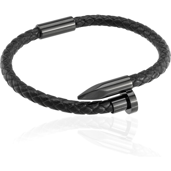 Sams Artisans Kožený náramok Čierny Hrot chirurgická oceľ INRM097 27604549