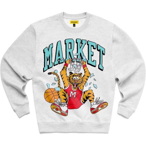 Market Dunking Cat Crewneck Sweatshirt Ash Grey - Pánske - Mikina 66355684