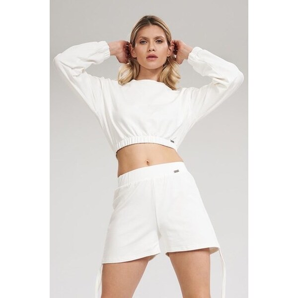 FIGL Smotanová mikina s lemami na gumu M771 Ecru 66149575