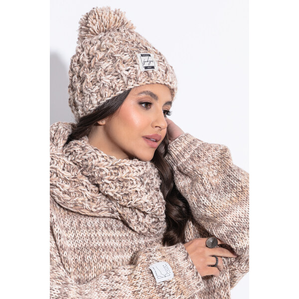 Glara Zimná vlnená čiapka so šálom 29105044