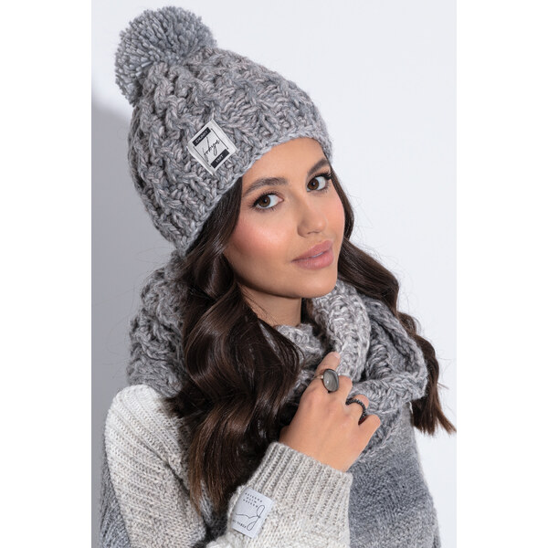 Glara Zimná vlnená čiapka so šálom 29105045