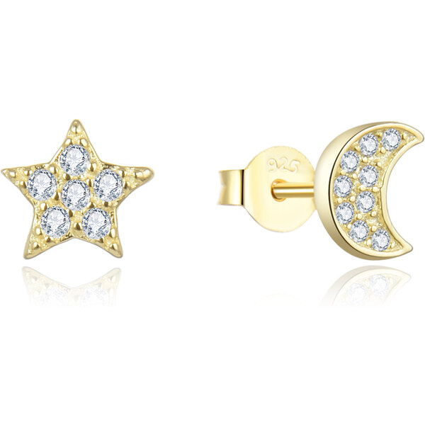 Olivie Strieborné náušnice ZLATÝ MESIAC A HVIEZDA 5489 29309684