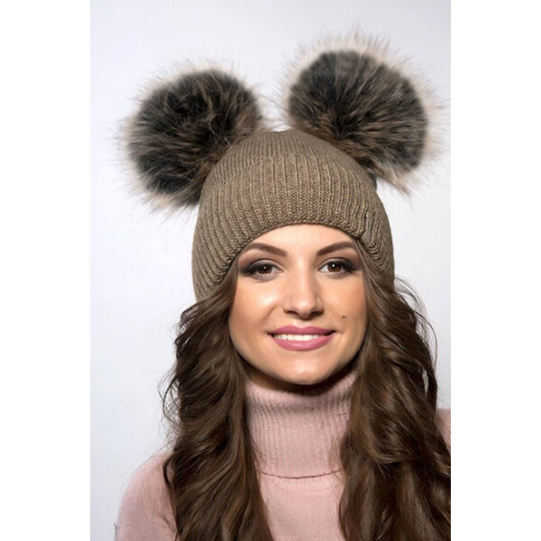 Glara Dámska čiapka s chlpatými brmbolcami 36957102