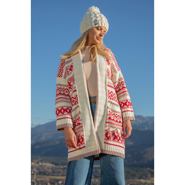Glara Vlnený kardigán s nórskym vzorom 29137008
