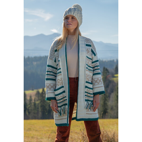 Glara Vlnený kardigán s nórskym vzorom 29137009
