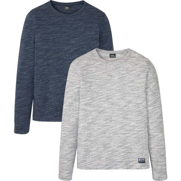 bonprix Tričko s dlhým rukávom (2 ks), farba modrá 45570347