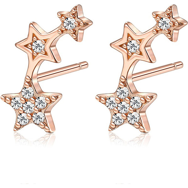 Olivie Strieborné pozdĺžne náušnice HVIEZDIČKY ROSE 5513 29309707