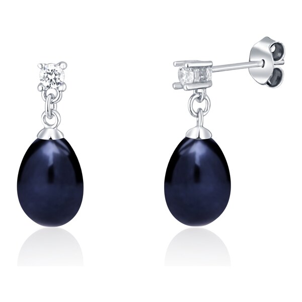 Ligot Strieborné náušnice s čiernou perlou a zirkónom 46720221