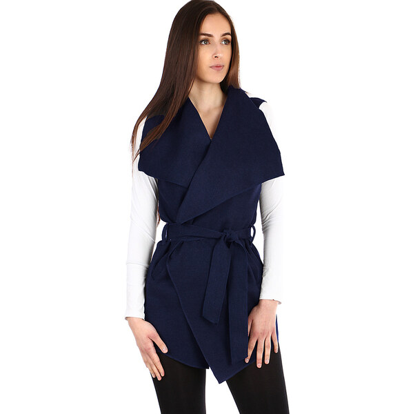 Glara Dlhá vesta s opaskom - široký golier 31709190