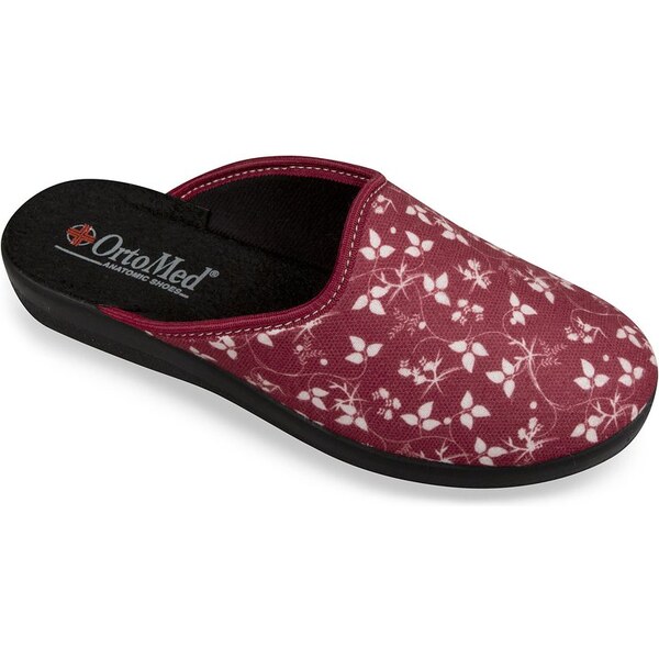 Dámske papuče listy - bordové 30302957